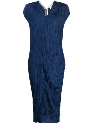 Sukienka midi z dekoltem w serek Partow niebieska