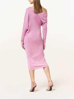 Dzianinowa sukienka koktajlowa z kaszmiru Tom Ford różowa