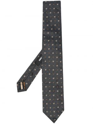 Kvetinová hodvábna kravata s výšivkou Dsquared2 sivá