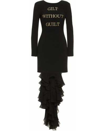 Sukienka mini z nadrukiem z krepy Moschino czarna
