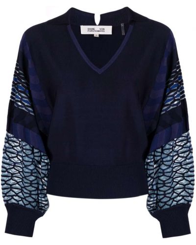 Jersey de punto con escote v de tela jersey Dvf Diane Von Furstenberg azul