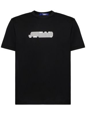 Jersey bombažna majica s potiskom Junya Watanabe črna