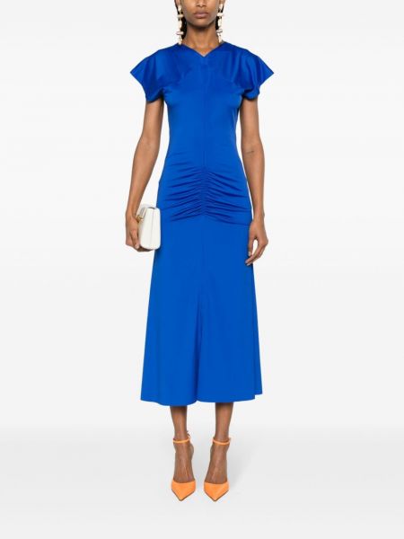 Asymetrické midi šaty Victoria Beckham modré