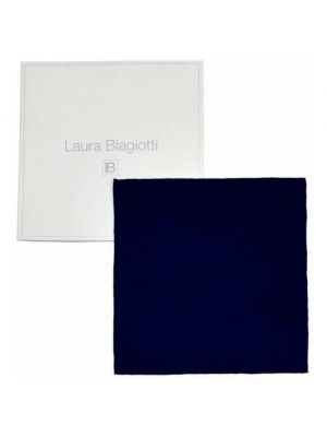 Синий однотонный шелковый платок Laura Biagiotti