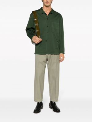 Kokvilnas krekls ar paaugstinātu apkakli Lemaire zaļš