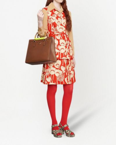 Falda de flores con estampado Gucci rojo