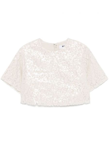 T-shirt med pailetter Msgm