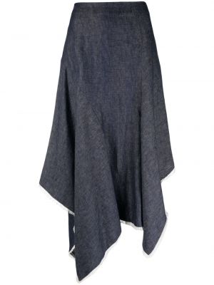Drapované asymetrické midi sukně Gemy Maalouf modré