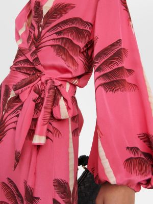 Hedvábné dlouhé šaty s potiskem Johanna Ortiz růžové