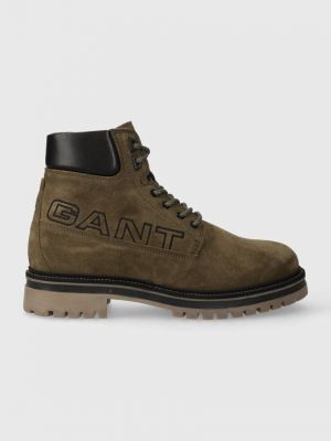 Čizme od brušene kože Gant zelena