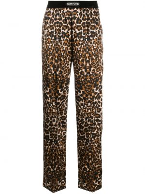 Ravne hlače s potiskom z leopardjim vzorcem Tom Ford
