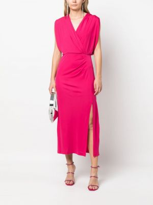 Sukienka midi bez rękawów z dekoltem w serek Dvf Diane Von Furstenberg różowa
