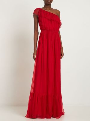 Jedwabna sukienka długa szyfonowa Gucci czerwona
