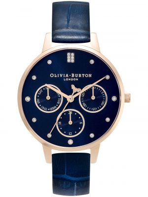 Часы с кожаным ремешком Olivia Burton синие