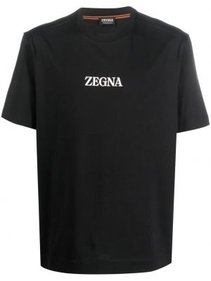 Raštuotas medvilninis marškinėliai Zegna juoda