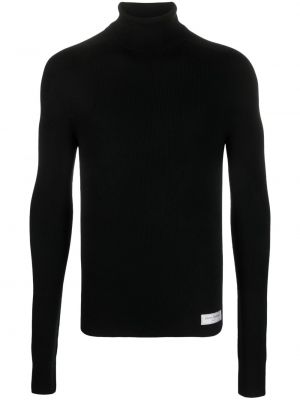 Vlnený sveter z merina Balmain čierna