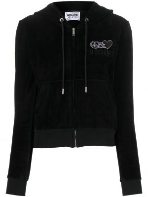 Velours hoodie mit reißverschluss Moschino Jeans schwarz