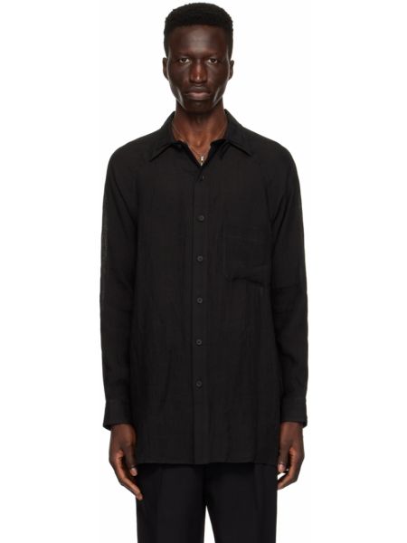 Черная рубашка с воротником Yohji Yamamoto
