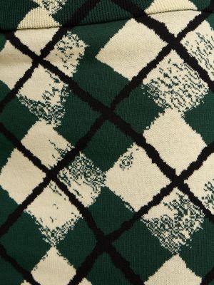 Jupe mi-longue en coton à carreaux en tricot Burberry vert