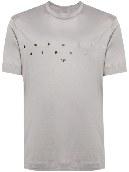 Lyocellové tričko s potlačou Emporio Armani sivá
