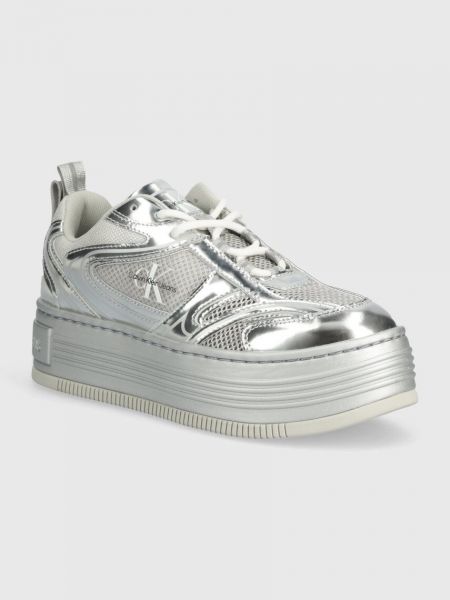 Sneakersy Calvin Klein Jeans srebrne