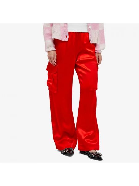 Атласные брюки карго Stine Goya красные