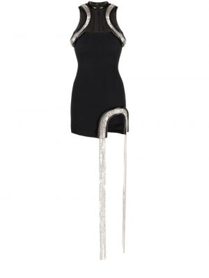 Коктейлна рокля с кристали David Koma черно