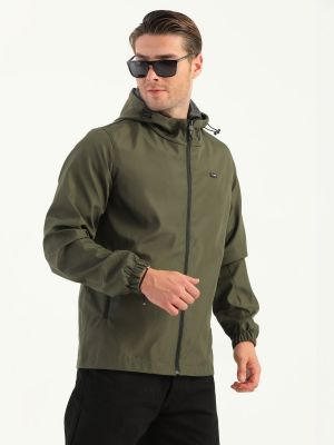 Nepromokavý kabát s kapucí s kapsami River Club khaki