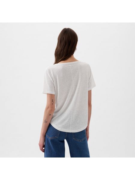 Lněné tričko Gap bílé