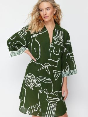 Brīva piegriezuma abstraktas kokvilnas kleita Trendyol