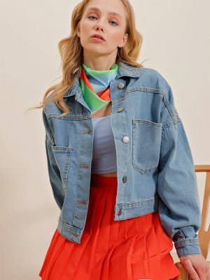 Džínsová bunda Trend Alaçatı Stili modrá