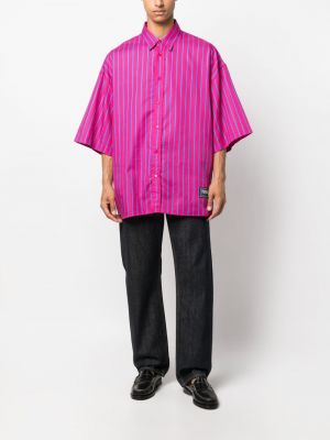 Gestreifte jeanshemd aus baumwoll mit print Versace Jeans Couture pink