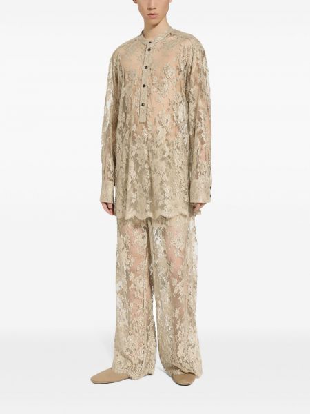 Nėriniuota skaidri gėlėta marškiniai Dolce & Gabbana smėlinė