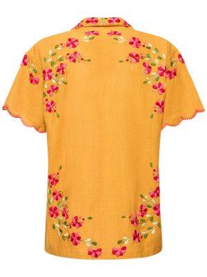 Памучна риза бродирана Harago оранжево