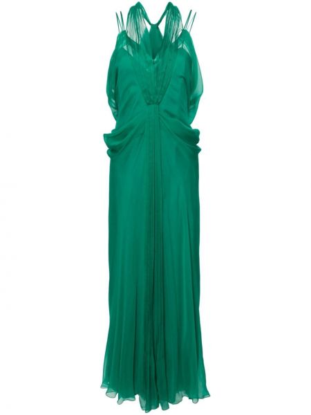 Μεταξωτή βραδινό φόρεμα ντραπέ Alberta Ferretti πράσινο