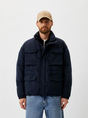 Утепленная кожаная куртка Armani Exchange синяя