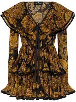 Koktel haljina s printom s paisley uzorkom Etro crna
