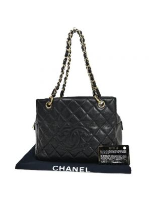 Bolso shopper de cuero Chanel Vintage negro