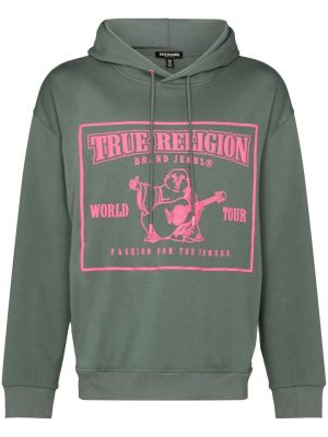 Trykt hettegenser True Religion grønn