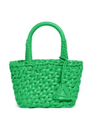 Плетени кожени шопинг чанта Alanui зелено