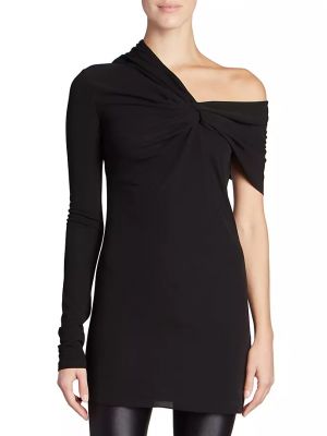 Платье на одно плечо Saint Laurent черное