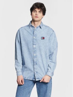 Voľná priliehavá rifľová košeľa Tommy Jeans modrá
