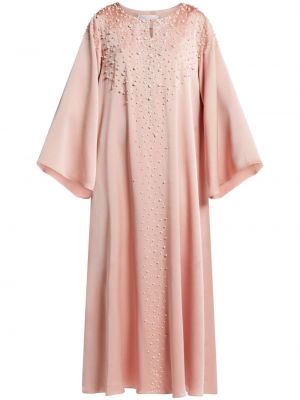 Сатенена коктейлна рокля с перли Shatha Essa розово