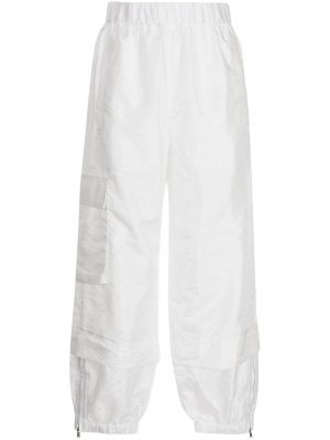 Luźne spodnie na zamek z poliestru z kieszeniami Tibi - biały