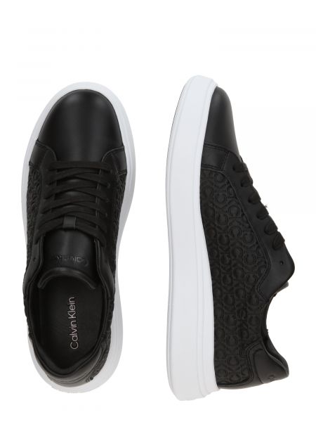 Csipkés fűzős alacsony felső tornacipő Calvin Klein fekete