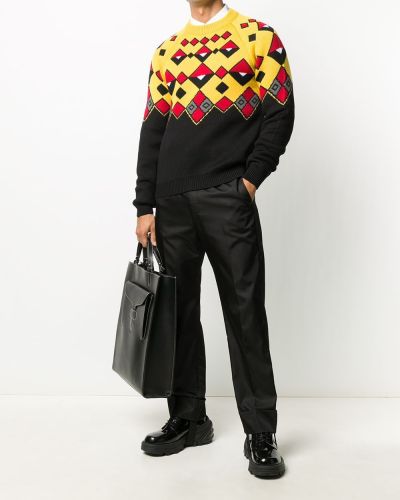 Jersey con estampado de tela jersey con estampado geométrico Prada negro