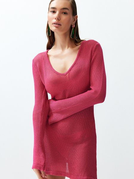 Kötött testhezálló mini ruha Trendyol rózsaszín