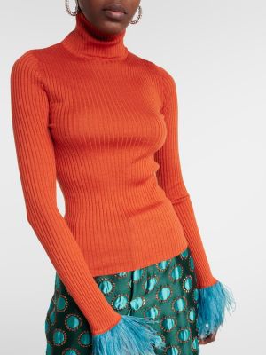 Kašmyro šilkinis megztinis La Doublej oranžinė