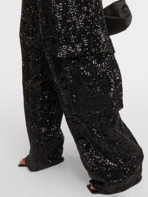Pantalones cargo con lentejuelas Rotate Birger Christensen negro