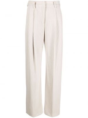 Ravne hlače iz rebrastega žameta Ermanno Firenze bela